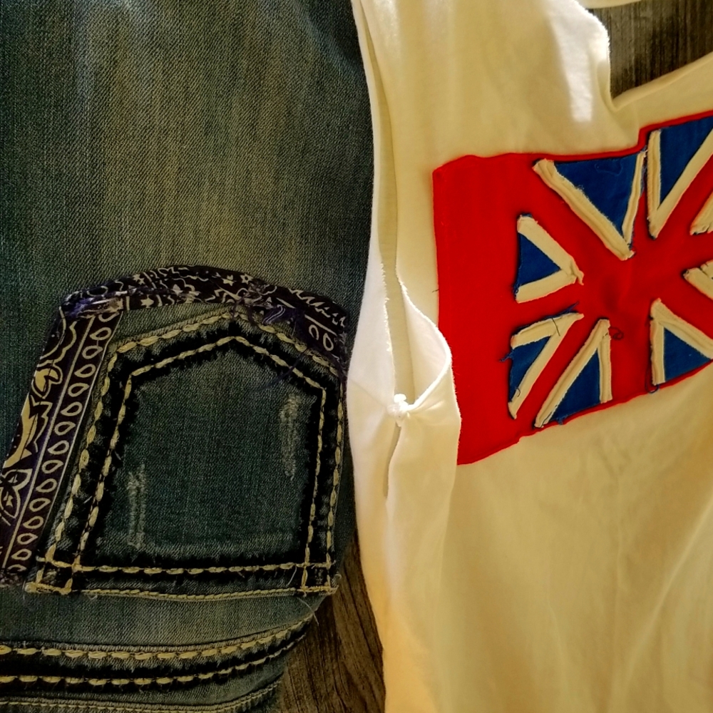 Distressed 'Union Jack' DIY Rock concert T-shirt